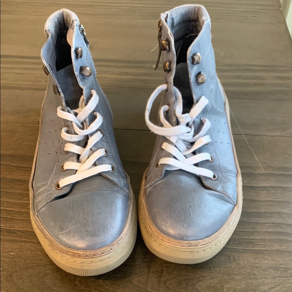 Bed Stu Blue Sneakers with White Laces and Soft Suede Material